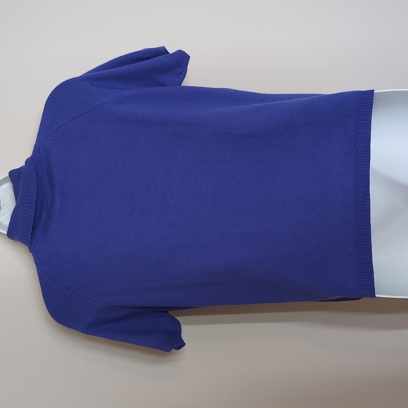 Petite Sophisticate Periwinkle Short Sleeve Turtleneck Blouse LARGE Silk Blend - Picture 5 of 10